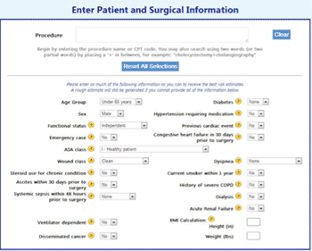 Image: The ACS NSQIP Surgical Risk Calculator (Photo courtesy of ACS). Image: The ACS NSQIP Surgical Risk Calculator (Photo courtesy of ACS).